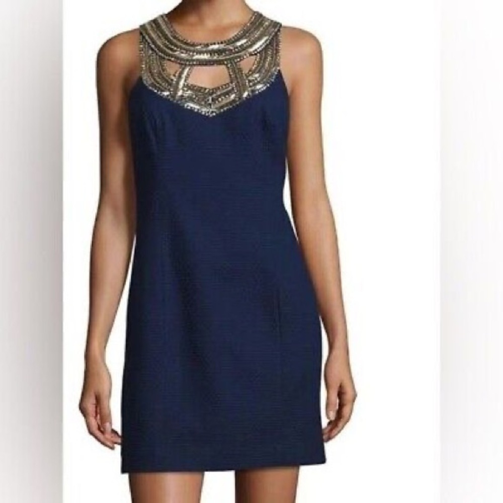 Lily Pulitzer Carlton shift dress beaded neckline